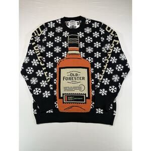 Old Forester Bourbon Ugly Christmas Sweater L New Snowflake Bottle 100 Proof